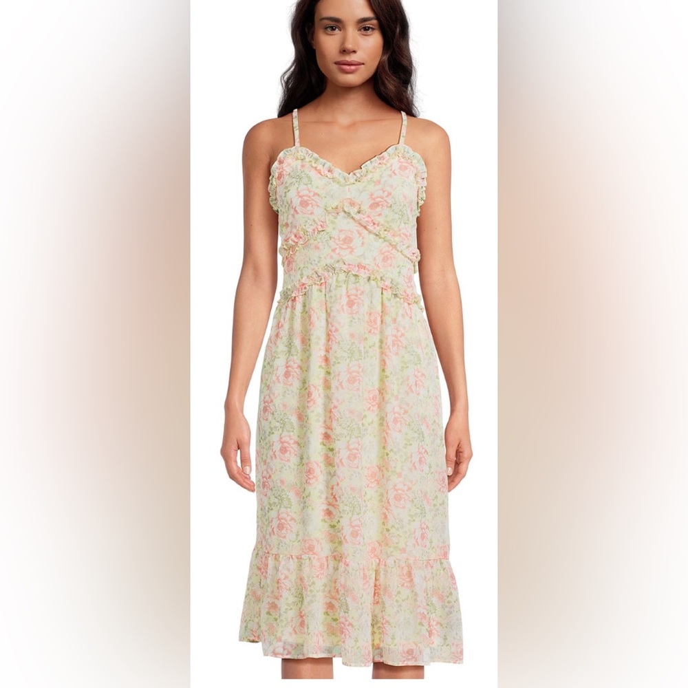 No Boundaries Juniors Ruffle Midi Dress